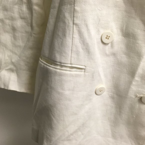 Renfrew White linen double breasted blazer 12 lined made in USA Vintage - Picture 3 of 4